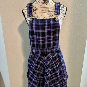 Royal Bones Black and Purple Plaid Pinafore